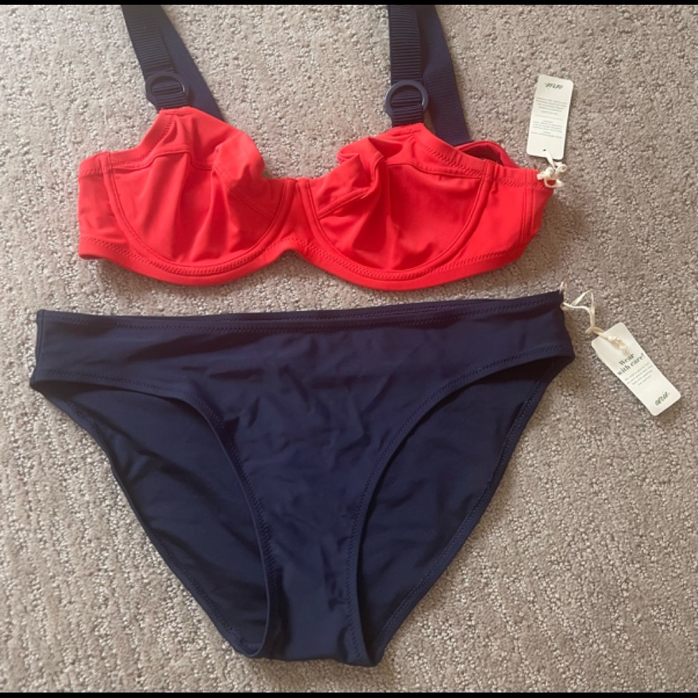 aerie Red and Navy Two-Piece Bikini Set